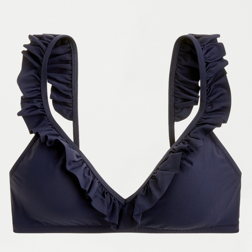 NWT J. Crew Ruffle Deep-v Bikini Top Size XXL